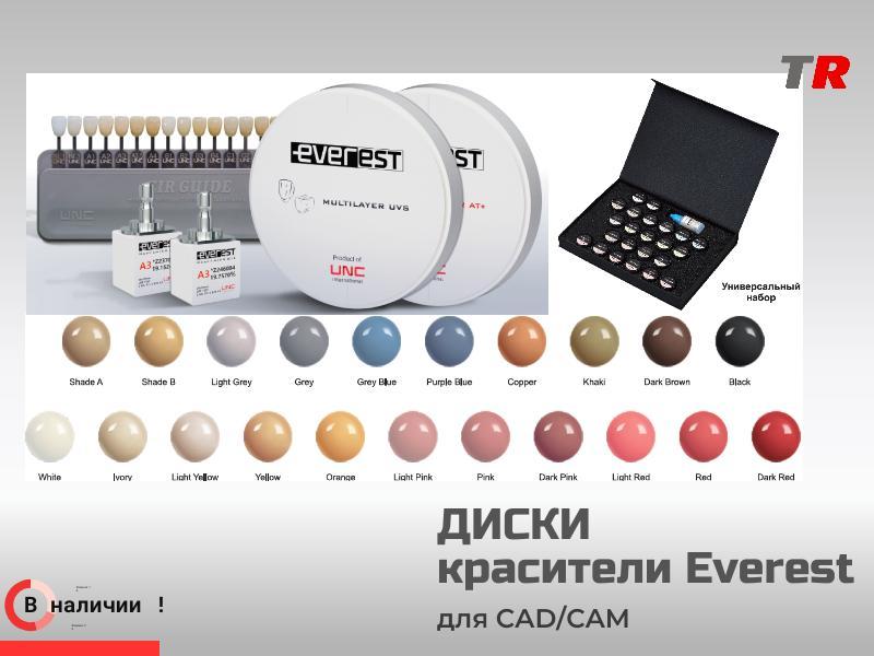 Диски и красители UNC Everest для CAD/CAM в Наличии